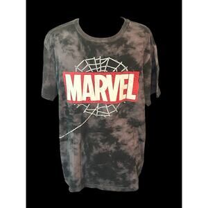 Spider-Man: Across The Spider-Verse MARVEL Black Tide Dye T-Shirt Men's Medium‎